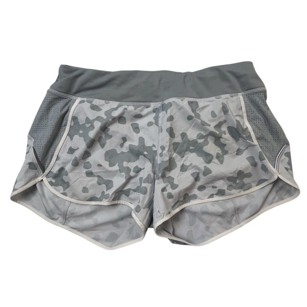 Athleta Women's Gray Camo Leopard Running Shorts Size M Activewear